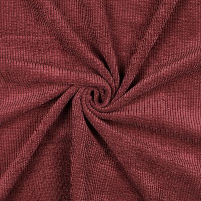Tissu Velours côtelé lavé envers fausse fourrure Bordeaux - Par 10 cm