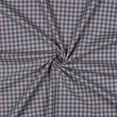 Tissu Voile de Coton fil teint Carreaux Rosyka sur fond Gris - Par 10 cm