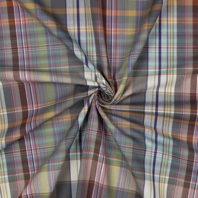 Tissu Voile de Coton fil teint Calyra Carreaux sur fond Bordeaux - Par 10 cm