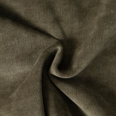 Tissu Maille Velours double face Cerys   sur fond Vert kaki - Par 10 cm