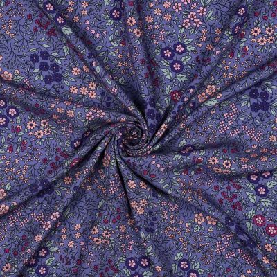 Tissu Viscose Ecovero Violetta sur fond Violet - Par 10 cm