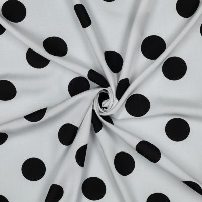 Tissu Viscose imprimé Inès grands pois Noir sur fond Blanc - Par 10 cm