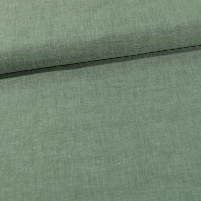 Coupon Tissu Chambray Coton uni Vert Olive - Coupon de 80 cm