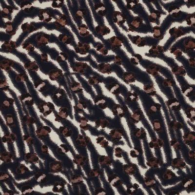 Tissu Polyester Stretch Felindra brun foncé sur fond Beige - Par 10 cm