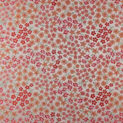 Coupon Tissu Jacquard satiné petites fleurs Liana sur fond Ecru - Coupon de 200 cm