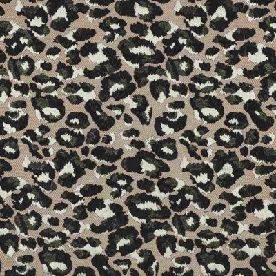 Tissu Jacquard lurex tacheté Nox noir sur fond Beige sable - Par 10 cm