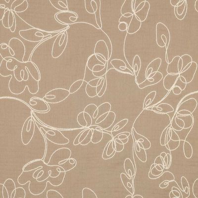 Tissu Double gaze blanc Ecloria sur fond Beige - Par 10 cm