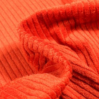 Tissu Velours Grosses côtes Orange - Par 10 cm