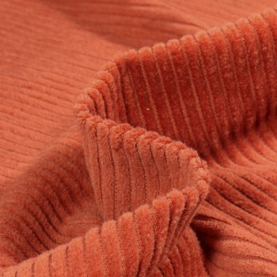 Tissu Velours Grosses côtes Rouille - Par 10 cm