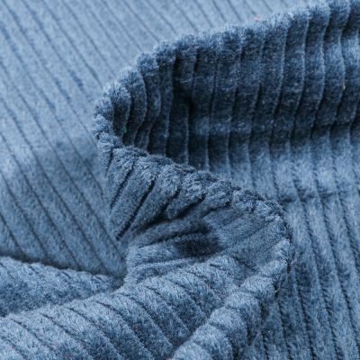 Tissu Velours Grosses côtes Bleu acier - Par 10 cm