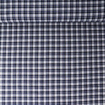 Tissu Coton Chemise Éliott petit carreaux Bleu marine sur fond Blanc - Par 10 cm