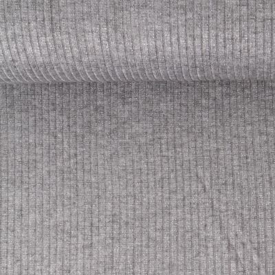 Tissu Maille côtelé pailleté Naëlle uni Gris - Par 10 cm