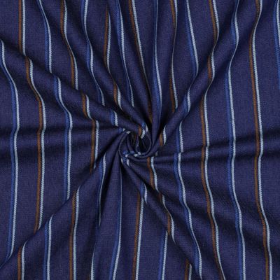 Tissu Jeans Denim Coton rayé Bleu marine - Par 10 cm