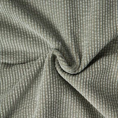 Tissu Velours Côtelé envers Doudou Cosy uni Vert kaki clair - Par 10 cm