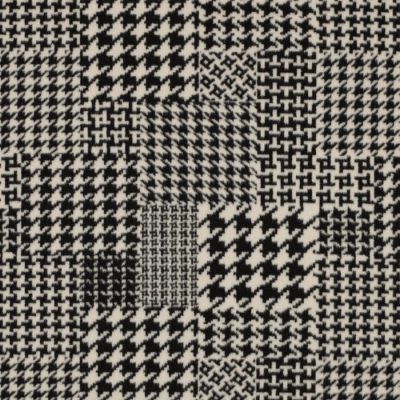 Tissu Tartan  écossais brossé Pied de poule sur fond Blanc - Par 10 cm