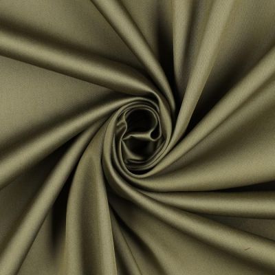 Coupon Tissu Satin de Coton uni Vert kaki - Coupon de 120 cm
