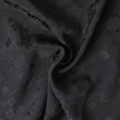 Tissu Jacquard de Viscose Séraphina fleuris uni Noir - Par 10 cm
