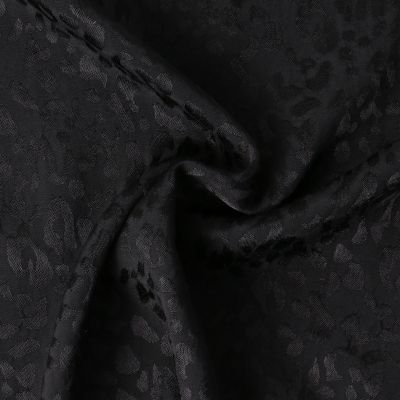 Tissu Jacquard de Viscose Abyssia fauve uni Noir - Par 10 cm