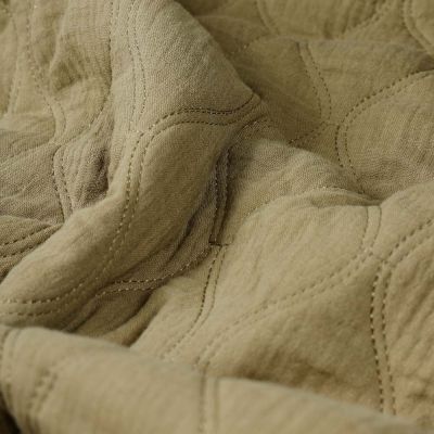 Tissu Double gaze Matelassée réversible uni Kaki - Par 10 cm