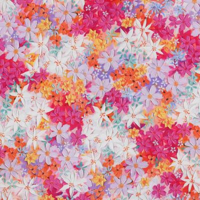 Tissu Viscose Floralys sur fond Multicolore - Par 10 cm