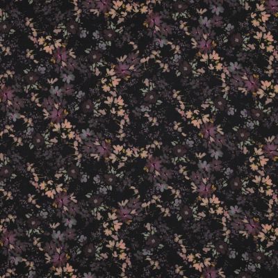 Coupon Tissu Viscose extensible Miel sur fond Noir - Coupon de 250 cm