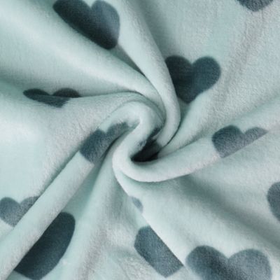 Tissu Doudou Névia cœurs Vert foncé sur fond Vert menthe - Par 10 cm