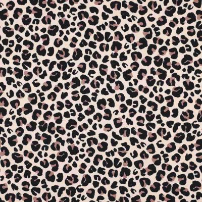 Coupon Tissu Jersey stretch Onyxa léopard Noirs sur fond Beige - Coupon de 20 cm