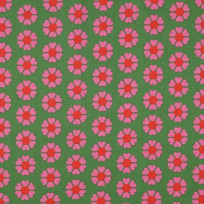 Tissu Coton enduit Kalvin sur fond Vert - Par 10 cm