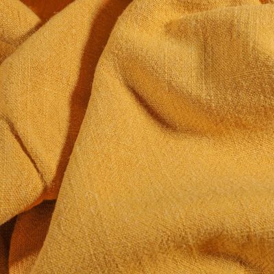 Coupon Tissu Lin lavé Viscose uni Jaune moutarde - Coupon de 20 cm