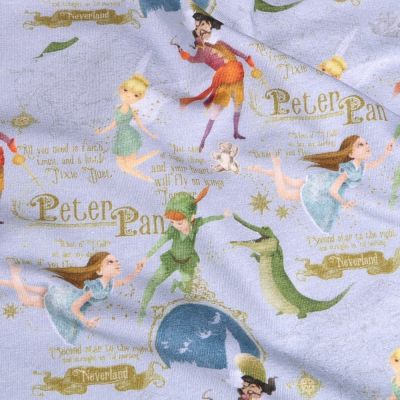 Tissu Jersey Coton Peter Pan sur fond Bleu - Par 10 cm