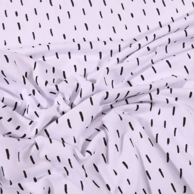 Tissu Jersey Coton Bio Pointillés noirs sur fond Blanc - Par 10 cm