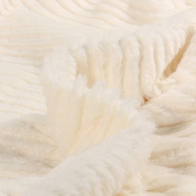 Tissu Fausse fourrure côtelé uni Blanc cassé - Par 10 cm