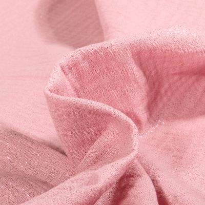 Tissu Double gaze Pailleté uni Rose clair - Par 10 cm