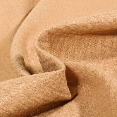 Tissu Double gaze Pailleté uni Cassonade - Par 10 cm