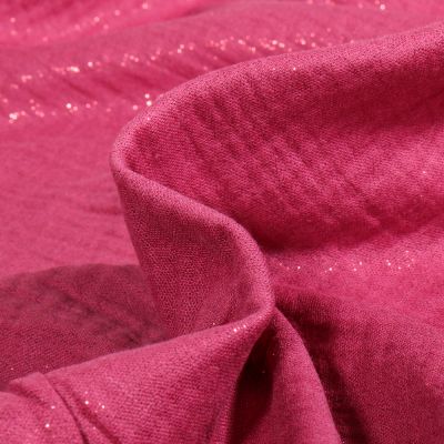 Tissu Double gaze Pailleté uni Rose fuchsia - Par 10 cm