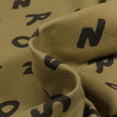 Tissu Sweat envers molletonné Alpha sur fond Vert kaki - Par 10 cm