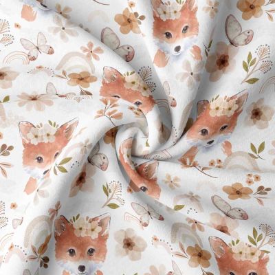 Tissu Coton imprimé Digital Arty Tabatha sur fond Blanc - Par 10 cm