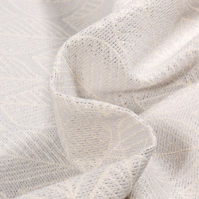 Tissu Jacquard Premium Metallic feuilles sur fond Argent - Par 10 cm