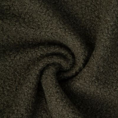 Tissu Bouclette Curly uni Vert kaki - Par 10 cm