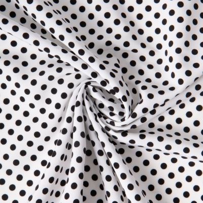 Tissu Crêpe léger Pois noir sur fond Blanc - Par 10 cm