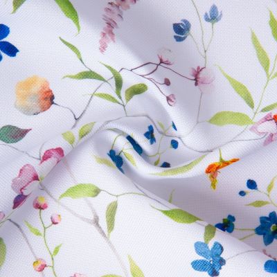 Tissu Polyester Champêtria sur fond Blanc - Par 10 cm