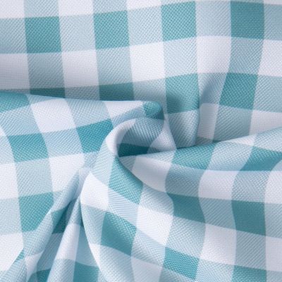 Tissu Polyester Vichy Céladon sur fond Blanc - Par 10 cm