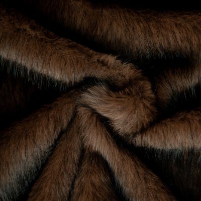 Tissu Fausse fourrure poils long Ruth Marron - Par 10 cm