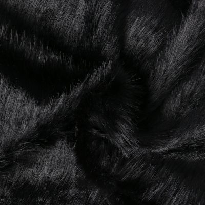 Tissu Fausse fourrure  poils long Olga sur fond Noir - Par 10 cm