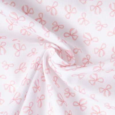 Tissu Pique de Coton  Nube Noeud sur fond Blanc - Par 10 cm