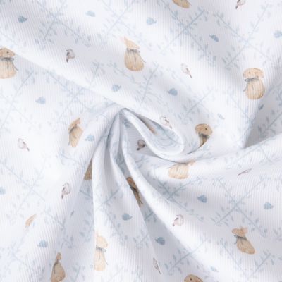 Tissu Pique de Coton  Nube Panpan sur fond Blanc - Par 10 cm