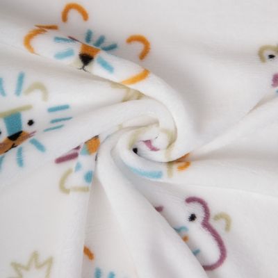 Tissu Doudou imprimé Zanimaux sur fond Blanc - Par 10 cm