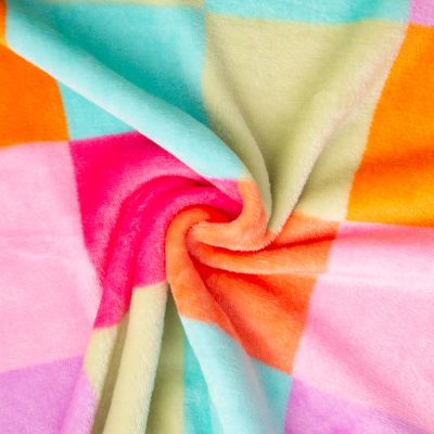 Tissu Doudou imprimé damier sur fond Multicolore - Par 10 cm