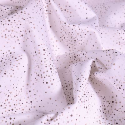 Tissu Popeline Coton Bio Pois gris et taupe sur fond Blanc - Par 10 cm