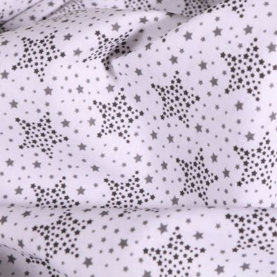 Tissu Popeline Coton Bio Etoiles noires sur fond Blanc - Par 10 cm